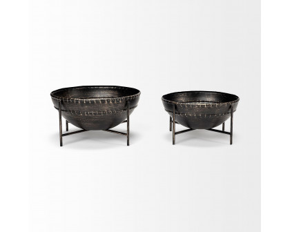 Mercana - Cauldron Brown Metal Bowls (Set of 2)