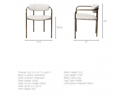 Mercana Parker Dining Chair - Cream/Gold