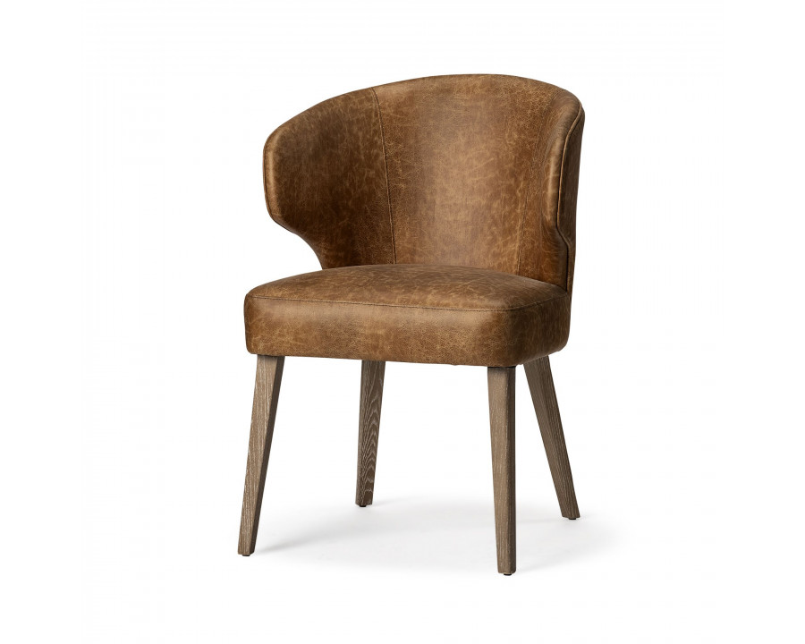 Mercana Niles Dining Chair with Brown Wooden Legs Wingback - Brown