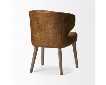 Mercana Niles Dining Chair with Brown Wooden Legs Wingback - Brown