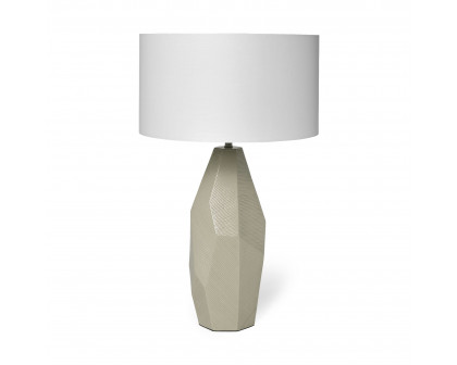 Mercana - Piven Ceramic Base White Linen Shade Table Lamp