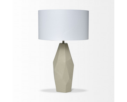 Mercana Piven (29.5"H) Ceramic Base White Linen Shade Table Lamp - Beige