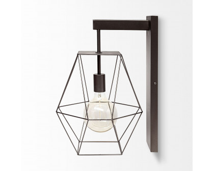 Mercana - Cordova 12x19 Gray Metal Hanging Bulb Caged Wall Sconce