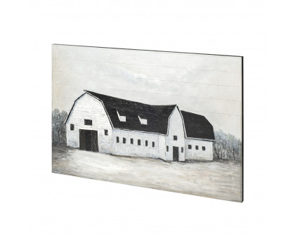 Mercana - Sawmill Creek II Farmhouse Barn Original Hand Painted on Wood Oil Painting