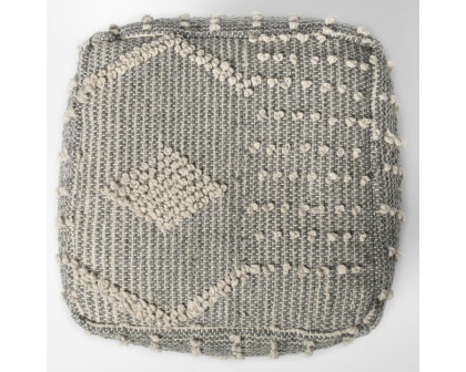 Mercana - Brinket Gray/Cream Polyester Handwoven Square Pouf