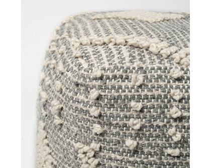 Mercana - Brinket Gray/Cream Polyester Handwoven Square Pouf