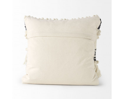 Mercana Beardell 18 x 18 Cream And Black Details With Tassels Decorative Pillow Cover