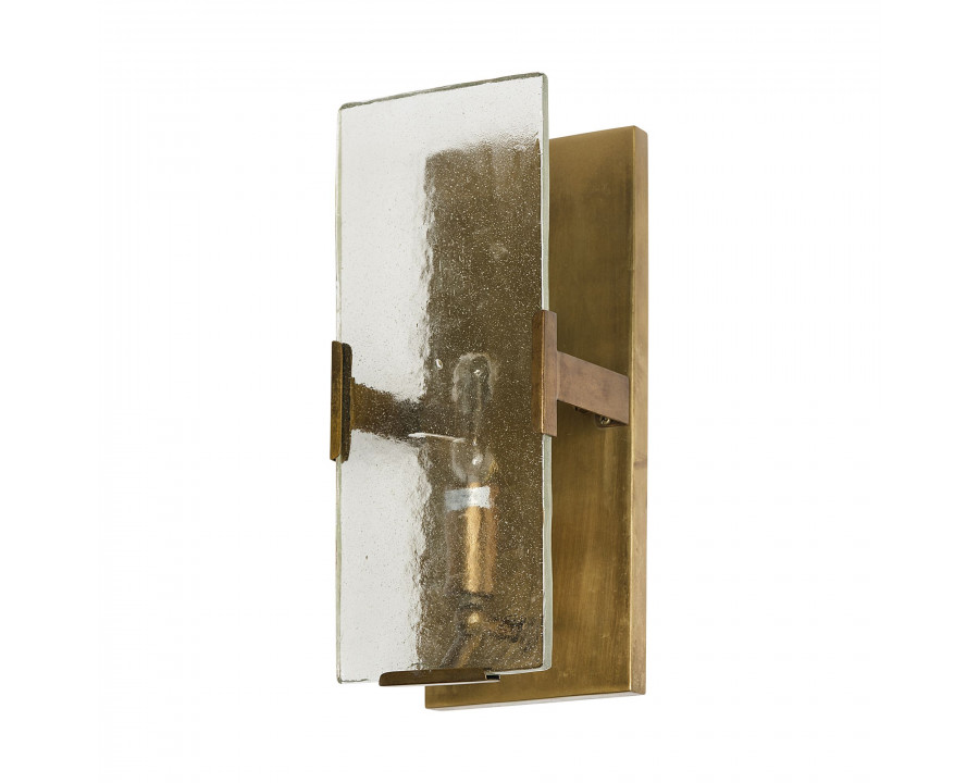 Mercana - Gruber 4.5x12 Brass Toned Metal with Frosted Glass Rectangular Wall Sconce