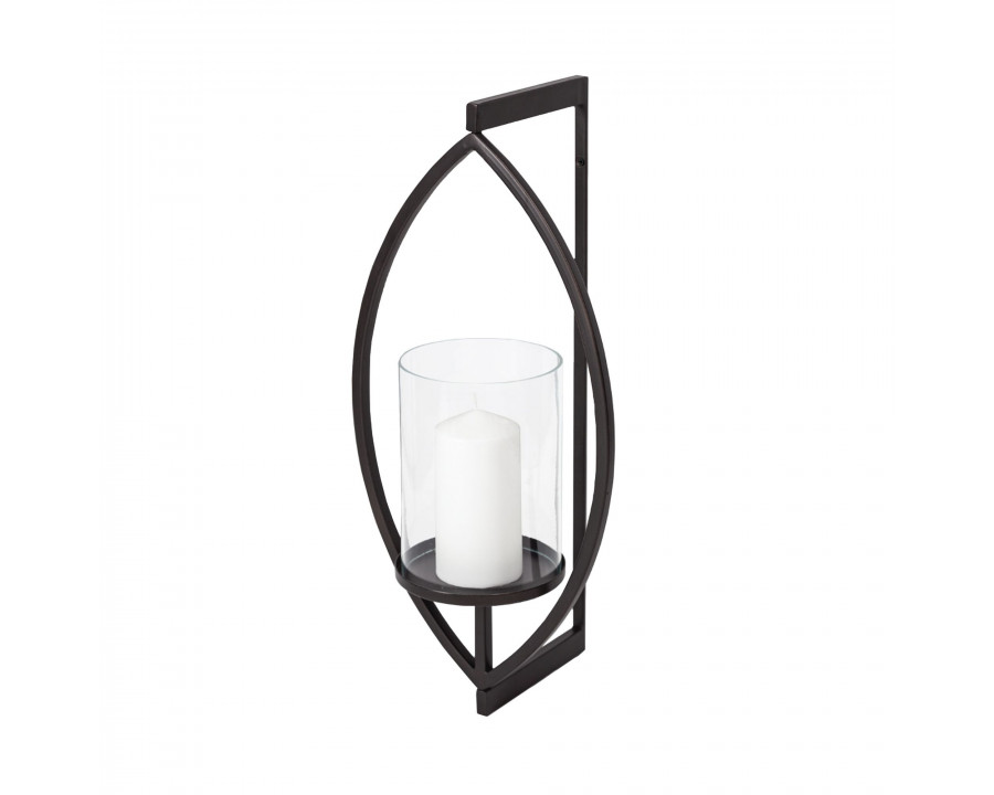 Mercana - Drax 22"H Black Metal Wall Candle Holder