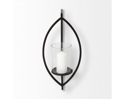 Mercana - Drax 22"H Black Metal Wall Candle Holder