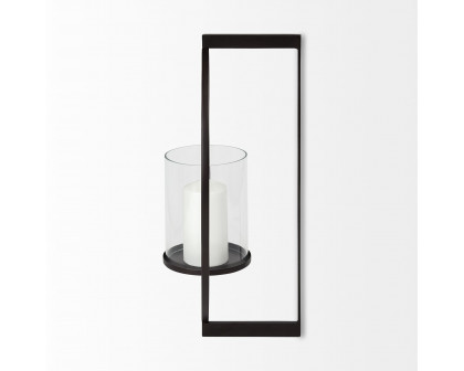 Mercana - Drax 22"H Black Metal Wall Candle Holder