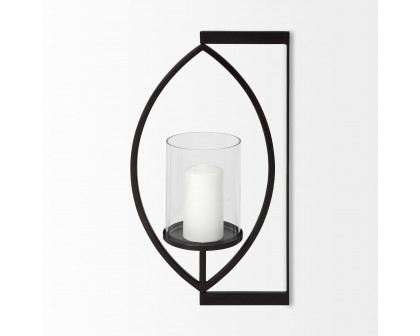 Mercana - Drax 22"H Black Metal Wall Candle Holder