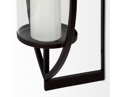 Mercana - Drax 22"H Black Metal Wall Candle Holder