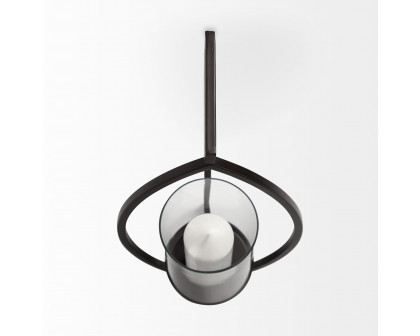 Mercana - Drax 22"H Black Metal Wall Candle Holder