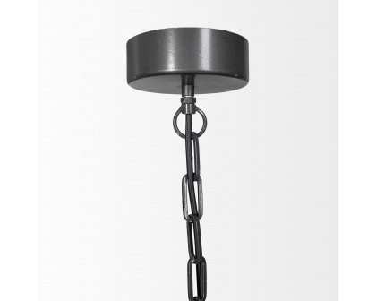 Mercana - Liam I Black Wooden Bead Bowl-Style Four Bulb Chandelier