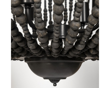 Mercana - Liam I Black Wooden Bead Bowl-Style Four Bulb Chandelier