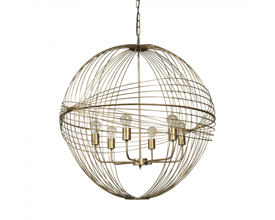 Mercana - Chiron II Gold Metal Globe Six Bulb Chandelier