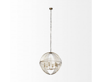 Mercana - Chiron II Gold Metal Globe Six Bulb Chandelier