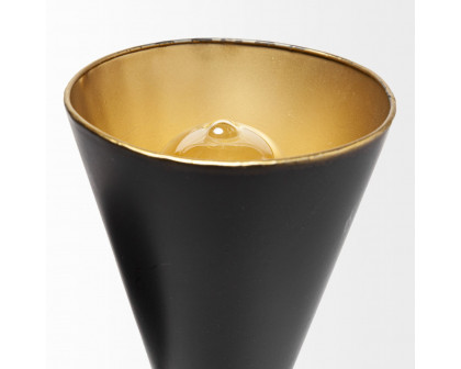 Mercana - Eris II 7.3x12.6 Black Metal with Gold Accent Double-Cone Wall Sconce