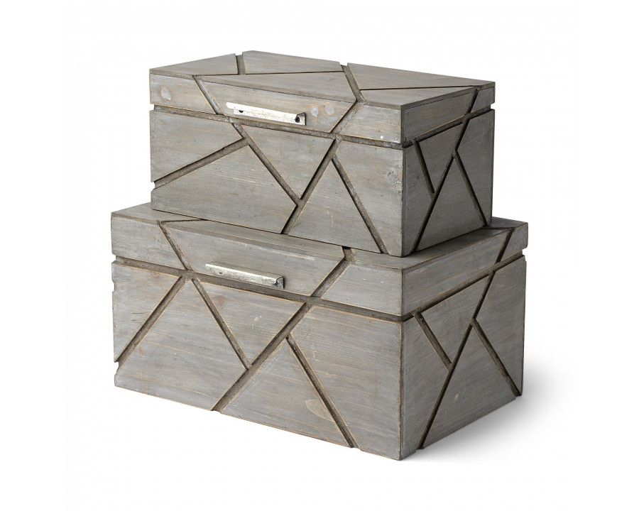 Mercana - Niobe 16L x 11W Gray Wooden Nesting Boxes (Set of 2)