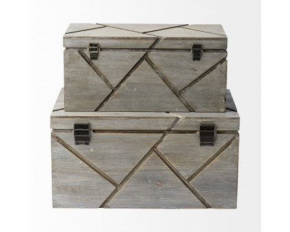 Mercana - Niobe 16L x 11W Gray Wooden Nesting Boxes (Set of 2)