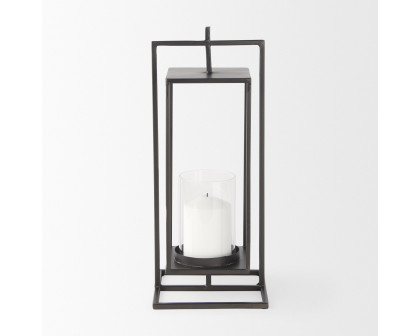 Mercana Albus II Small Black Metal Rectangular Table Candle Holder