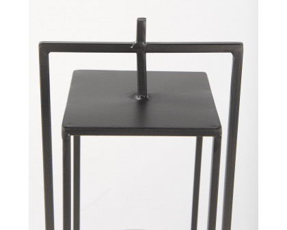 Mercana Albus II Small Black Metal Rectangular Table Candle Holder