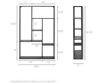 Mercana - Meridius Wall Mounted Black Multi-Level Metal Shelf