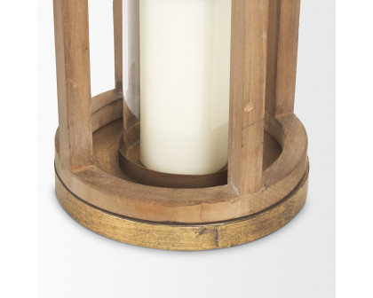 Mercana Andy Small Candle Holder Lantern - Gold, Wood