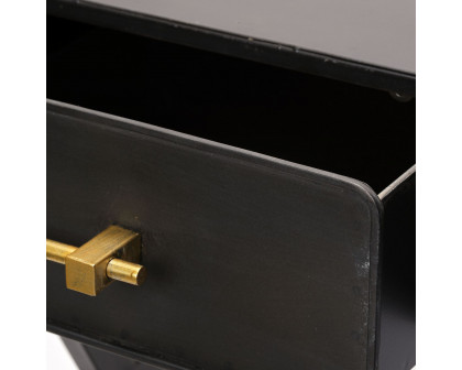 Mercana - Vince Black Metal with Gold Accents 3 Drawer Office Desk