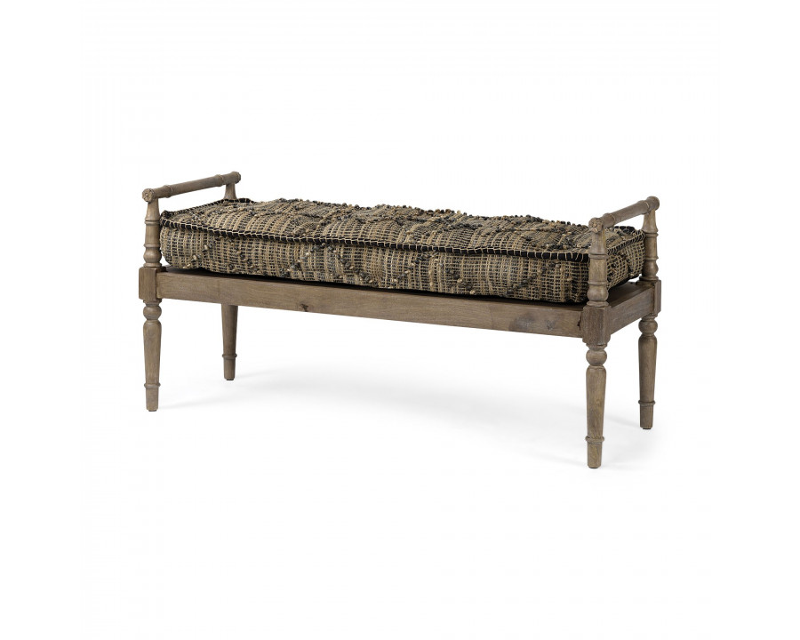 Mercana - Fullerton Bench with Brown Wood Base in Jute