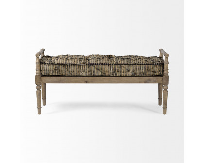 Mercana - Fullerton Bench with Brown Wood Base in Jute