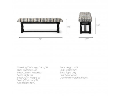 Mercana Denison Bench - Black/Beige