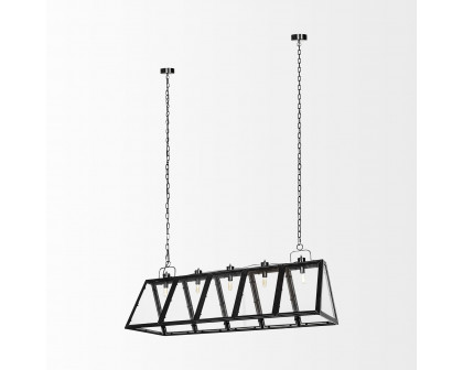 Mercana - Antigon II Black Metal and Glass Five Bulb Chandelier