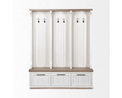 Mercana - Fairview IV White And Brown Wood With Storage Hall Tree