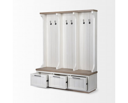 Mercana - Fairview IV White And Brown Wood With Storage Hall Tree