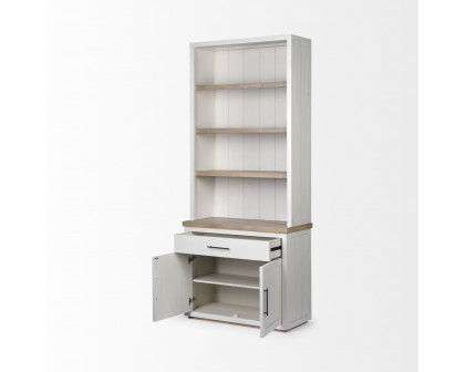 Mercana - Fairview I White and Medium Brown Wood 3 Shelf Shelving Unit