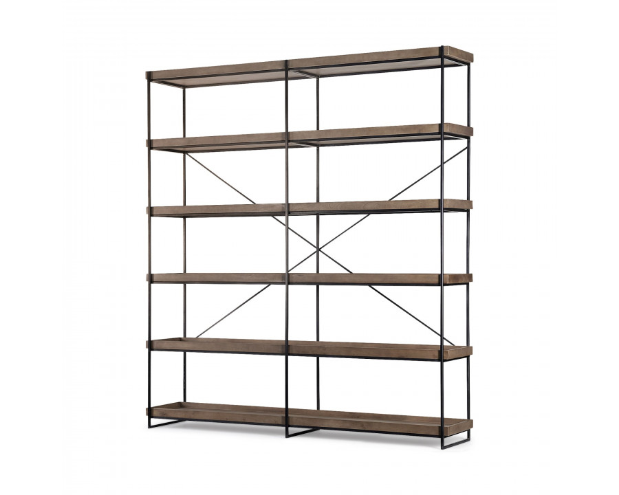 Mercana - Trey IV Medium Brown Wood and Iron 5 Tray Shelf Shelving Unit