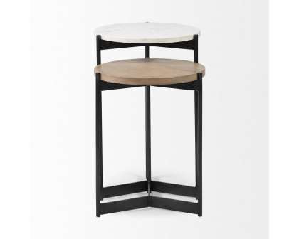 Mercana Larkin Round End Table - Brown/White