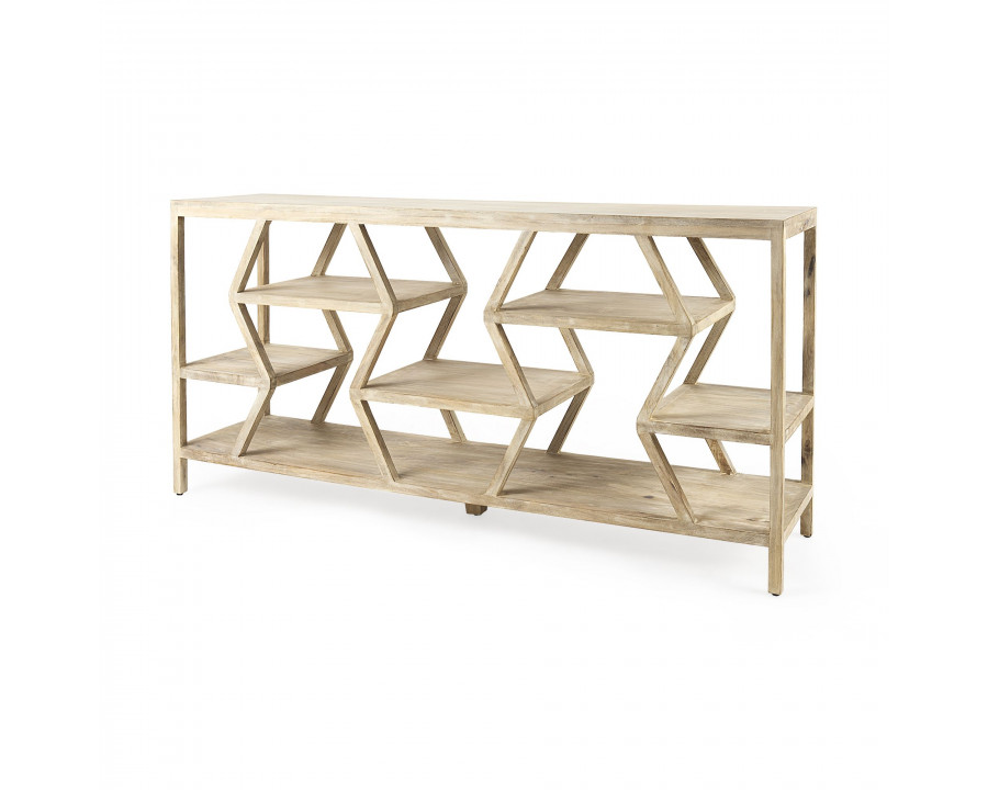 Mercana - Dayton II Natural Wooden Multi-Level Shelf Console Table