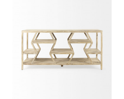 Mercana - Dayton II Natural Wooden Multi-Level Shelf Console Table