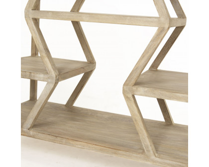 Mercana - Dayton II Natural Wooden Multi-Level Shelf Console Table