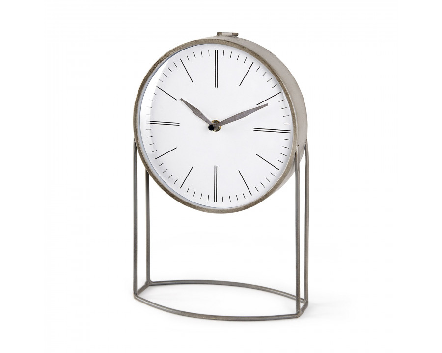 Mercana - Aurus Matte Gray Metal Table Clock