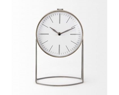 Mercana - Aurus Matte Gray Metal Table Clock