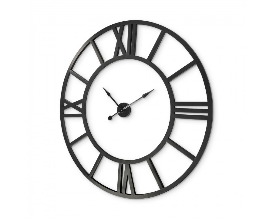 Mercana Stoke 54" Round Industrial Wall Clock - Black