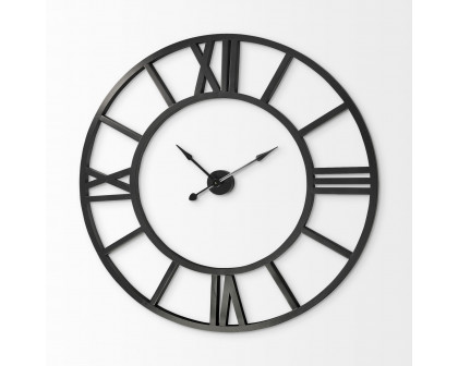 Mercana Stoke 54" Round Industrial Wall Clock - Black