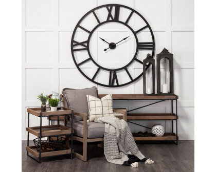 Mercana Stoke 54" Round Industrial Wall Clock - Black