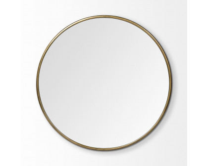 Mercana Piper Metal Round Wall Mirror - Gold, Large