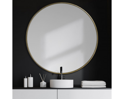 Mercana Piper Metal Round Wall Mirror - Gold, Large