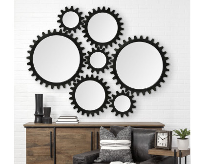 Mercana Alloy Cog Round 17" Mirror with Metal Frame - Black